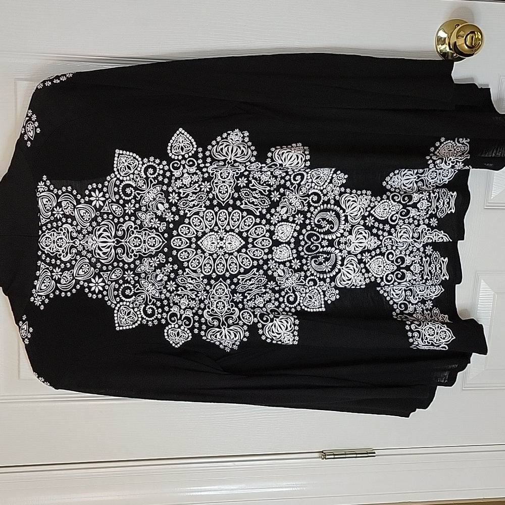 JKLA Open Jacket Medium Black with White Raised Pattern on Back And Shoulder